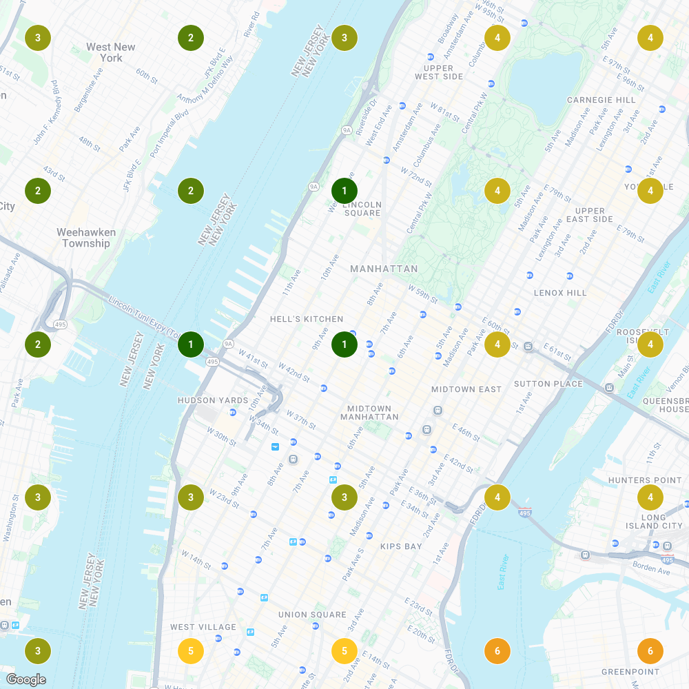 Manhattan dispensary ranking heatmap
