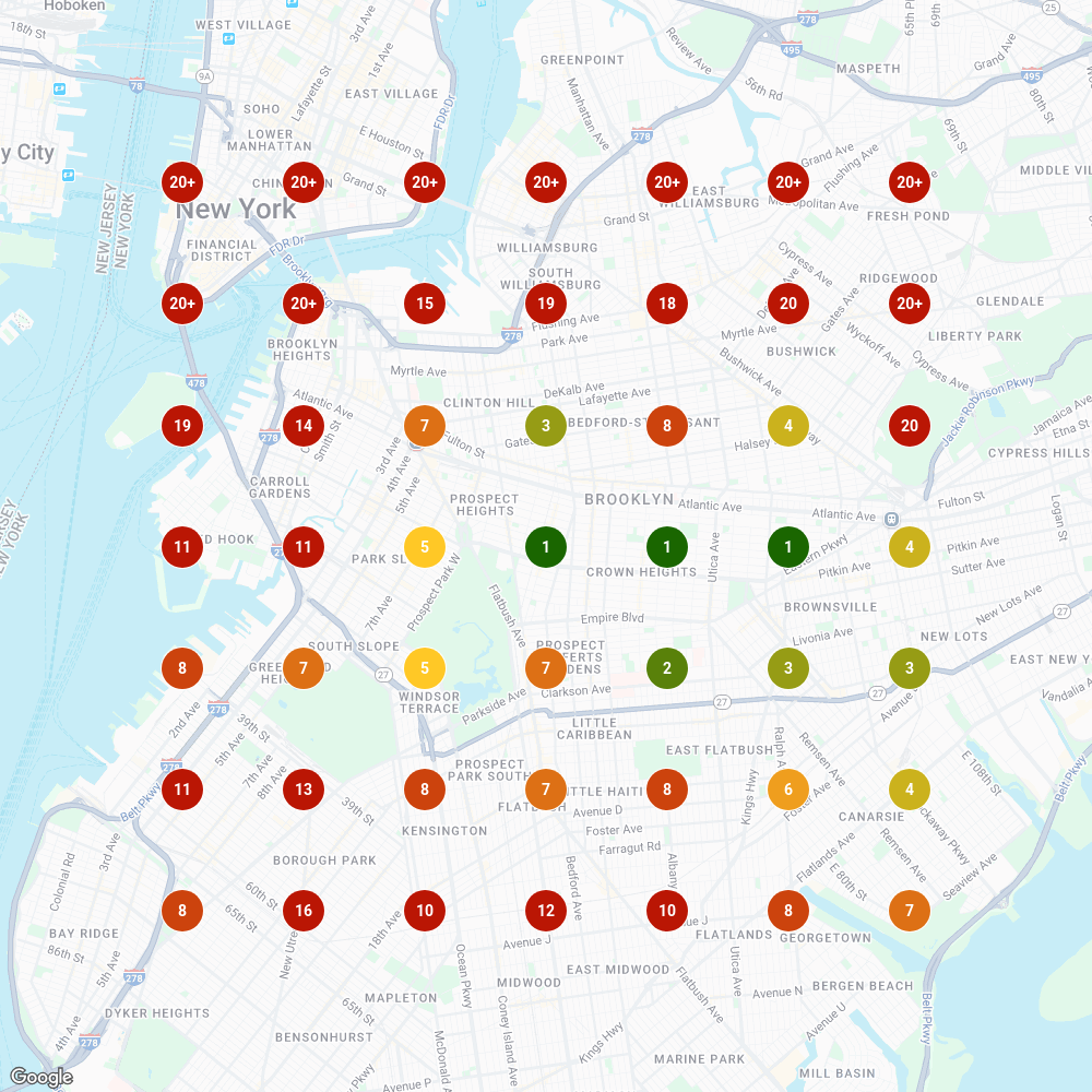 Brooklyn dispensary ranking heatmap